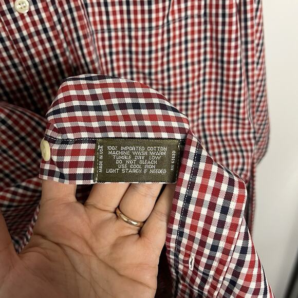 Vintage Gitman Bros Shirt Men's Size L Red Blue Check Print Cotton Flawed Read - Picture 4 of 13